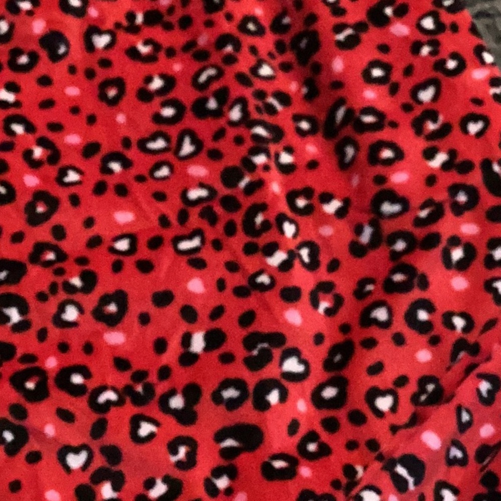 Red Leopard Print velvet, soft, joggers, pajama Pants - Picture 2 of 6